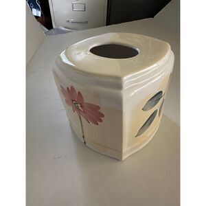 Ceramic Floral Tissue Holder 7x7 Vintage